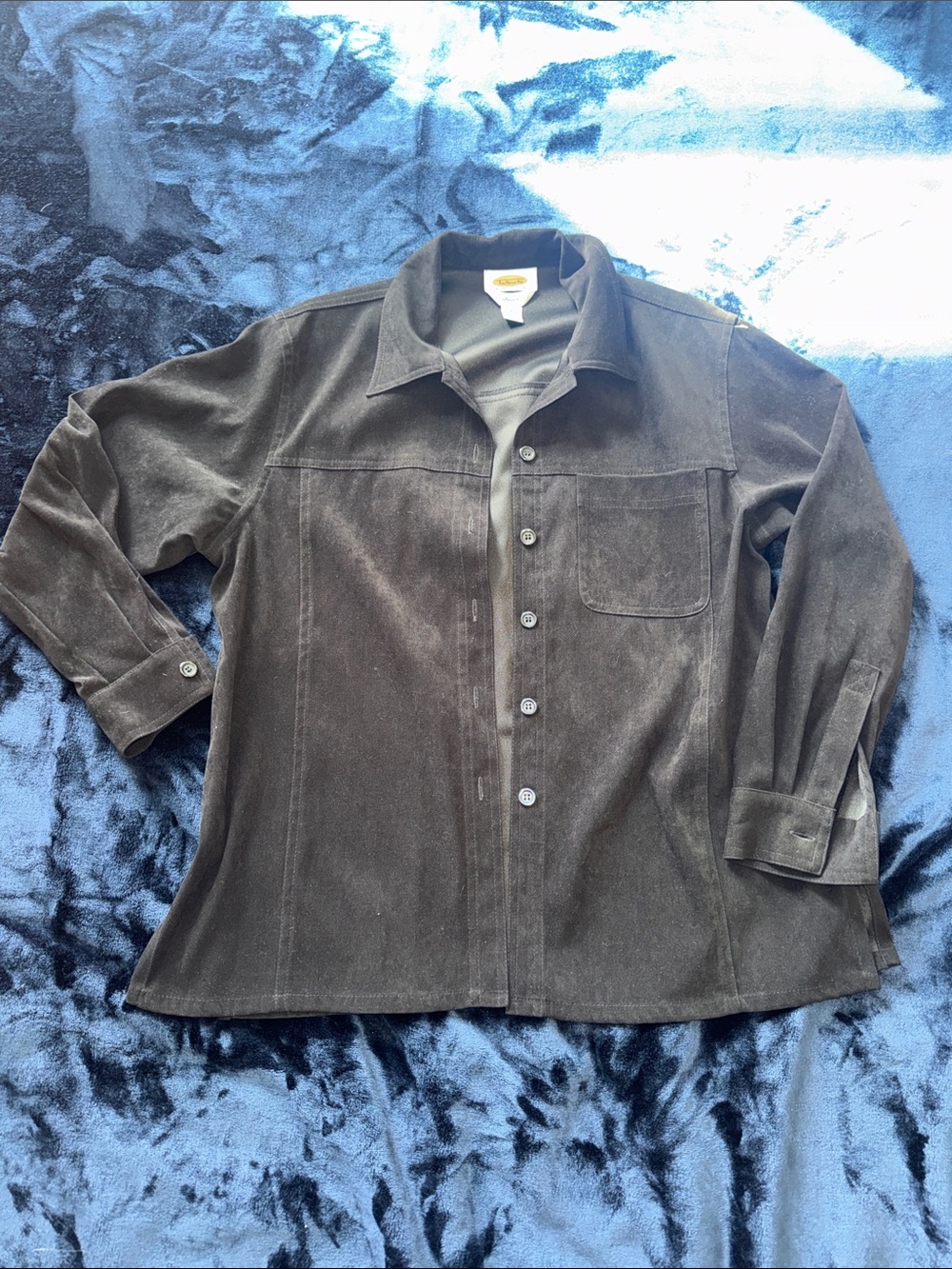 Black Light Suede Button-Up Jacket